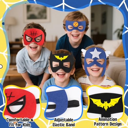KUBUSFLY Superhero Capes for Kids, Halloween Costumes for Boys with Masks Dress Up Set for Cosplay Party Halloween Christm...