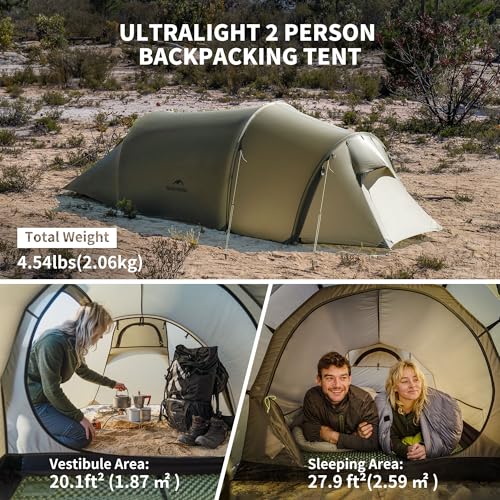 Naturehike Opalus UL 4 Season Tents for Camping, Windproof 2-3 Person Winter Camping Tent, Double Layer Cold Weather Tunne...