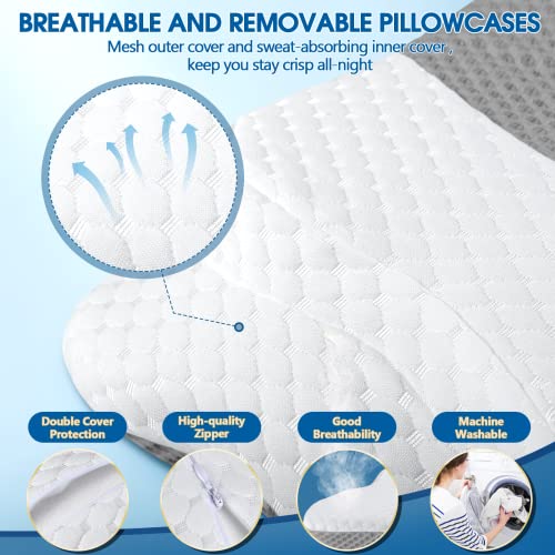 CHxxy Memory Foam Pillows, Cervical Pillow for Neck and Shoulder Pain Relief, Ergonomic Contour Bed Pillow, Soft for Side ...