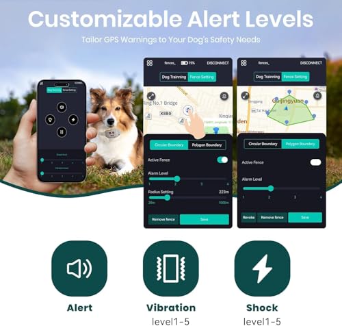 WEUYUY GPS Electric Dog Collar with Free App, Wireless Fence System with Training Collar, Portable Fence for Outdoor Use, ...