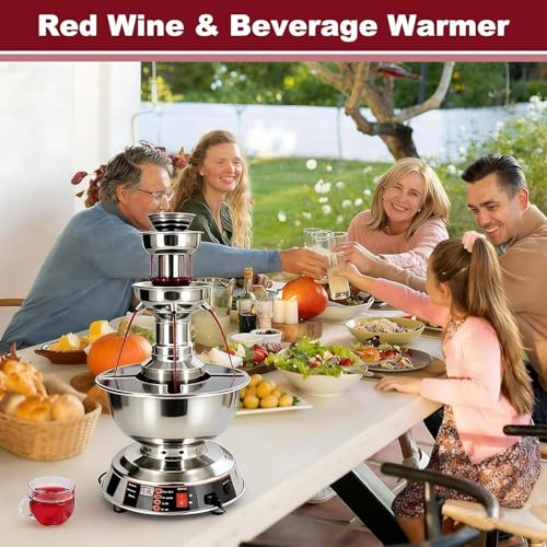 Hoiaost 3-Tier Cocktail Fountain Machine, Electric Party Fountain Drink Machine,3.5L Stainless Steel Commercial Beverage W...