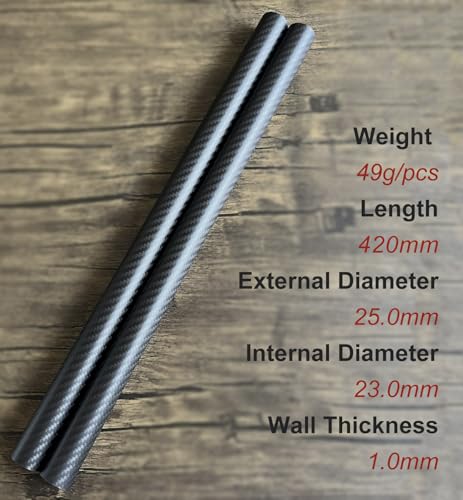 2pcs Carbon Fiber Tube 25mmx23mmx420mm 3K roll Wrapped Twill Matte Finish