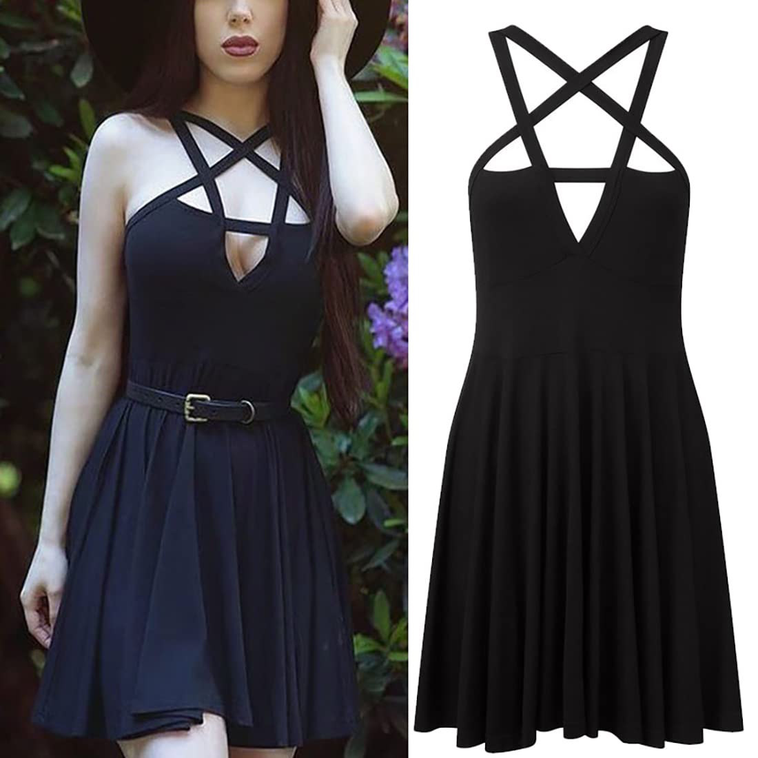 Fashion Dress Gothic Vintage Romantic Casual Goth Dress for Women Black