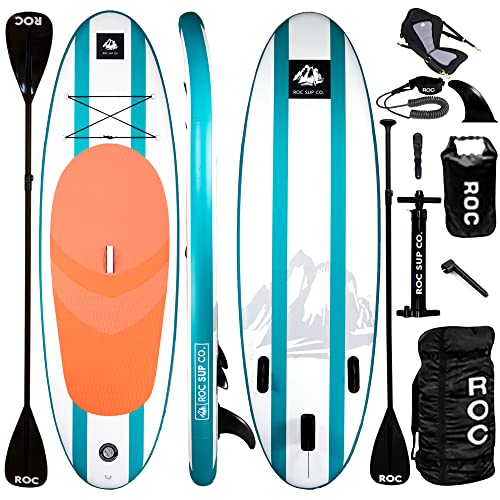Roc Inflatable Stand Up Paddle Board 10' 6" with Premium SUP Paddle Board Accessories, Wide Stable Design, Non-Slip Comfor...