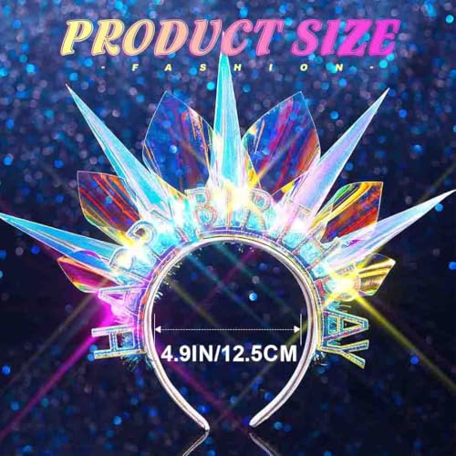 Zoestar Light Up Happy Birthday Headband Led Pearls Hair Bands Sparkly Birthday Crown Party Hair Accessories Women