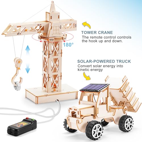 STEM Kits for Kids Ages 8-10 10-12, Wood Building Crafts Kit for Boys 8-12, Model Car Kit, 3D Wooden Puzzles Woodworking S...