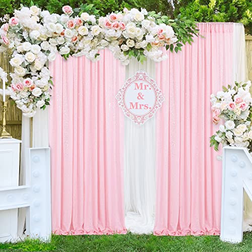 Pink Sequin Backdrop Curtains 2 Pieces 2ftx8ft Photography Background Party Curtain Glitter Wedding Backdrop Fabric for Ch...