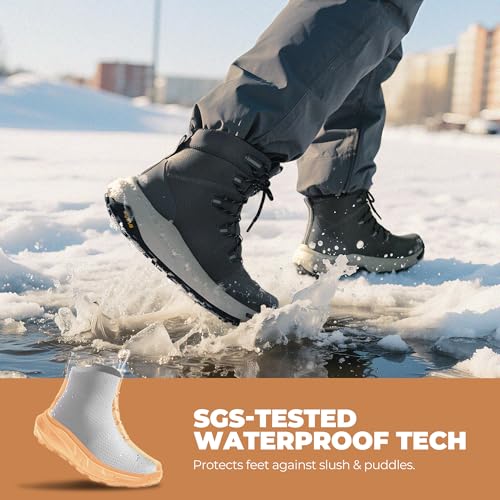 NORTIV 8 Men's Wide Winter Boots Grip on Snow Ice Insulated Waterproof Lightweight Comfortable Hiking Outdoor Boots