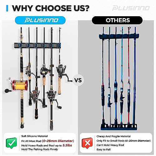 PLUSINNO Fishing Gifts for Men - V6 Vertical Fishing Rod/Pole Holders, Support Extra Large & Heavy Fishing Rod Combos, Fis...