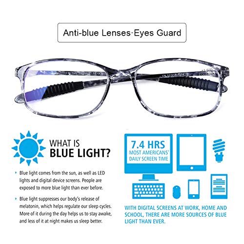 DOOViC Computer Reading Glasses 4 Pack Blue Light Blocking Glasses Anti Eyestrain Flexible Lightweight Readers for Women Men