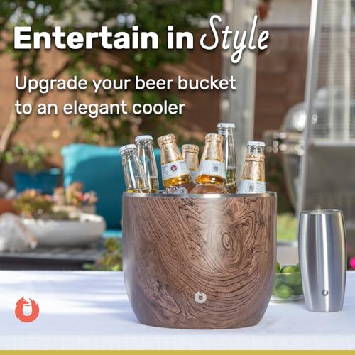 SNOWFOX XL Premium Vacuum Insulated Double Wall Stainless Steel Ice Bucket with Lid/Scoop, Bar Accessories, Large Elegant ...