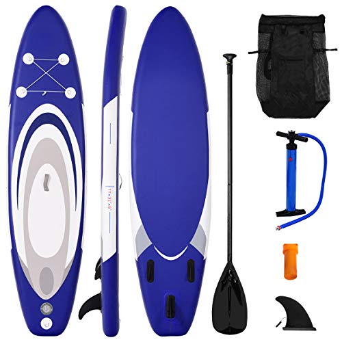 GOFLAME 11' Inflatable Stand up Paddle Board Adjustable Paddle, Leash, Pump and Backpack,Surfboard SUP Board with Pump Rep...