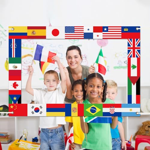 Fabric International Flag Photo Prop World Flags Photo Booth Frame International Welcome Photography Backdrop Around The W...