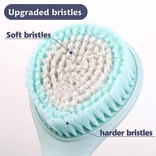 BEDELITE Back Scrubber for Shower - Long Handle Bath Brush (16.4 inches) with Soft Bristles, Exfoliating Body Brush for Men & Women(Blue)