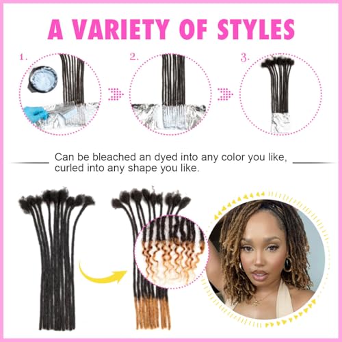 12 inch Loc Extensions Human Hair with Curly Ends, 0.4cm Width Permanent Dreadlock Extension Human Hair 50 Strands Natural Black 100% Full Handmade Dreads .Dyed and Bleached Pre Curled Drealocks