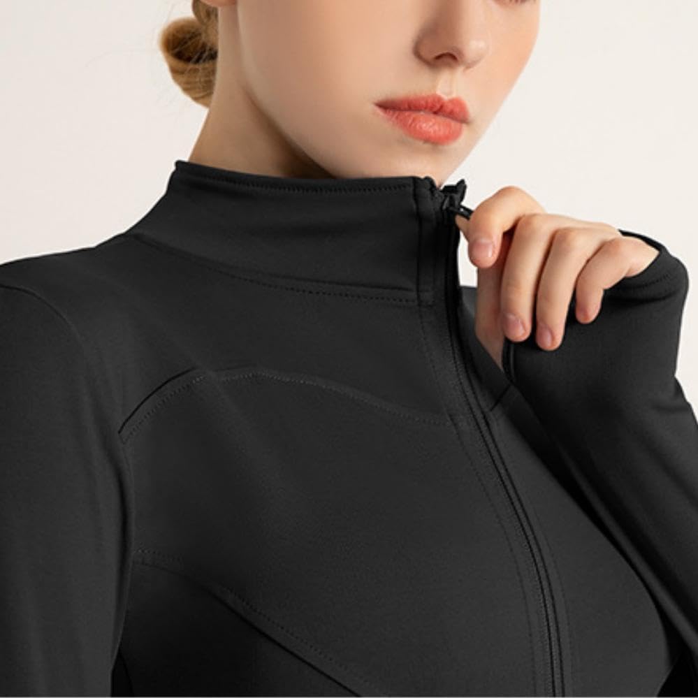 Women's Zip-Up Yoga Jacket Mock Neck Slim Fit Athletic Top for Workout and Casual Wear