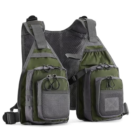 FLYDWV Breathable Fishing Vest for Men Women, Multi-Pocket Adjustable Outdoor Fly Fishing Vest for Trout Fishing and Angling