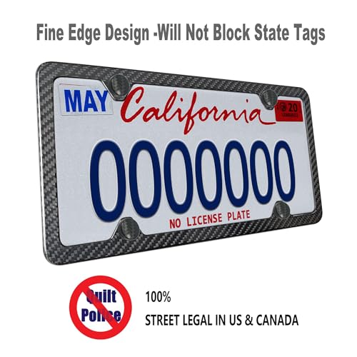 ZXFOOG Carbon Fiber License Plate Frame- 1 Pack100% Handcrafted Real Carbon Fiber Cloth Wrapped Holder, Slim Black Stainle...