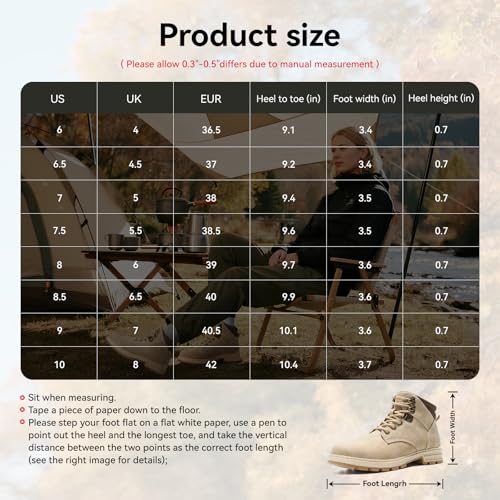 ANJOUFEMME Womens Comfy Outdoor Hiking Boots-Low heels Combat Ankle Boots for Women Non Slip Lace up Winter Shoes for Back...
