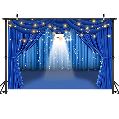 6x4ft Blue Theater Stage Spotlights Backdrop for Business Event Prom Talent Show Anniversary Party Photography Background