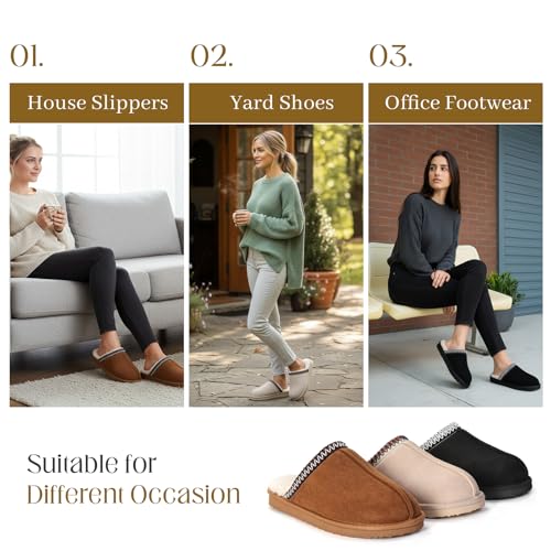 OOW Fuzzy Slippers for Women Cozy House Shoes Winter Warm Memory Foam Slipper for Indoor and Outdoor Faux Fur Mules Cute F...
