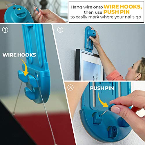 Go Hang It! Pro, All-in-One Picture Hanging Kit - Picture Leveling and Hanging Tool - Hang Sawtooth/Wire Hangers - Wall Ha...