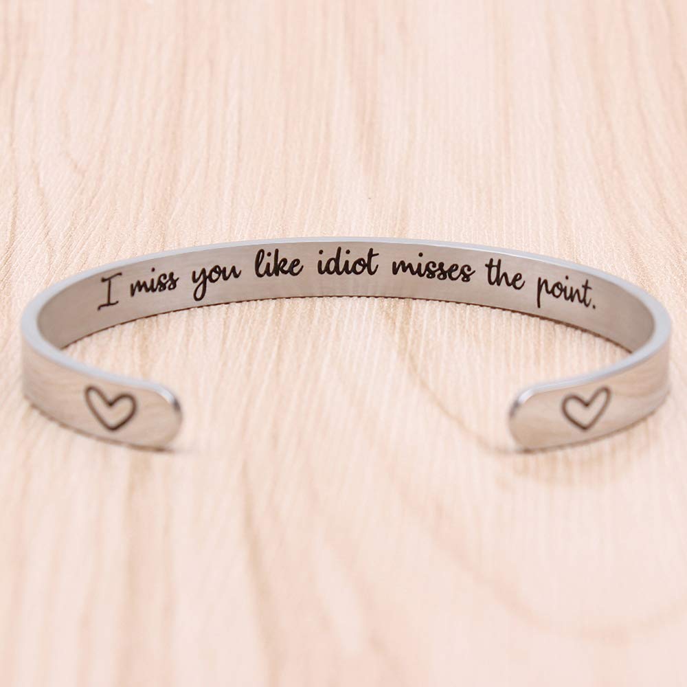 Btysun Funny Gifts for Girlfriend Wife Mom Birthday Gifts Cuff Bracelets Friendship Mantra Jewelry with Gift Box (I Miss You Lik