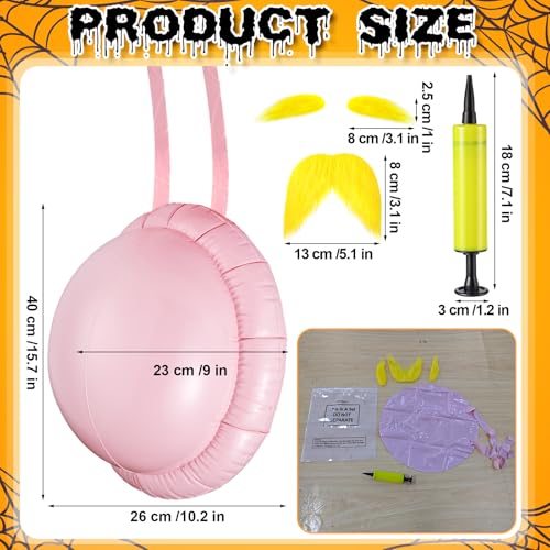 Chicingyou 3 Pcs Halloween Yellow Mustache and Eyebrows Fake Beard Inflatable Belly Filler Cosplay Props for Halloween Cos...