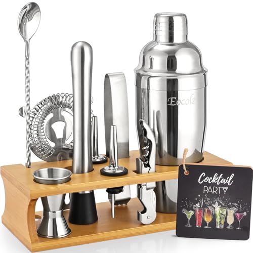 Bartender Kit Cocktail Shaker Set with Stand Bar Tool Bar Set for Drink Mixing Home Bartending Kit 11-Piece Bar Cart Acces...