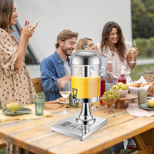 Gisafai 2 Pcs 2 Gallon Drink Dispensers for Parties, Beverage Dispenser with Stand, Stainless Steel Hot Cold Juice Dispens...