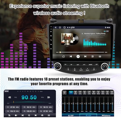 for Honda Accord 7th 2003 2004 2005 2006 2007, Android 13 Car Stereo with Wireless Carplay Android Auto, 10 inch Touchscre...