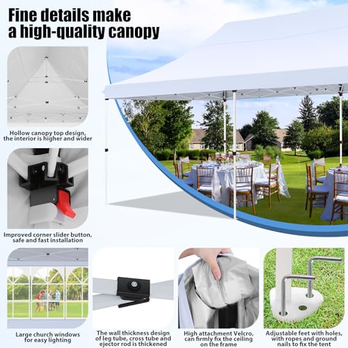 COBIZI Canopy 10x20 Pop Up Tent with Sidewalls, Waterproof Commercial Canopy Ez Outdoor Instant Gazebo UV Protection 50+ E...