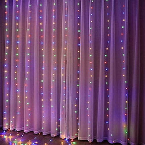 300 LED Curtain String Lights, Fairy Lights with 8 Light Modes, 9.8x9.8Ft Remote USB Plug Fairy String Lights for Christma...