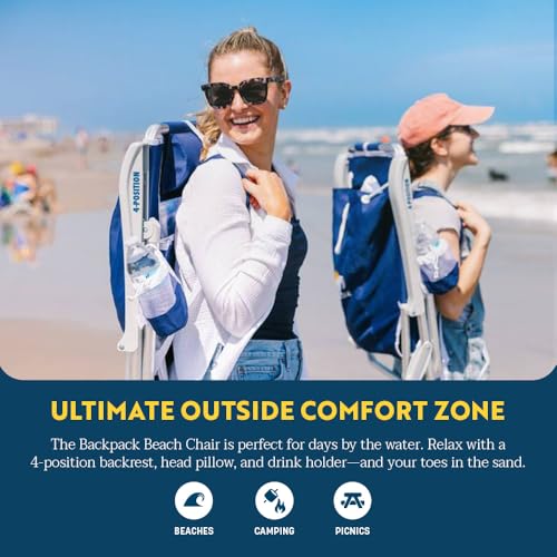 GCI Outdoor Backpack Beach Chair | Reclining Folding Chair with Durable Armrests, Drink Holder & Carry Straps, Perfect for...