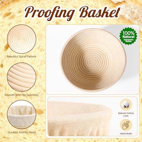Sourdough Starter Kit, Sourdough Bread Baking Supplies, Round & Oval Banneton Bread Proofing Basket, Bread Sling, Starter ...