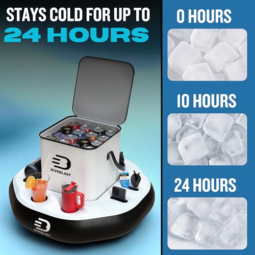 DIVEBLAST Floating Cooler for Pool, Lake, River & Kayak - Holds Up to 24 Cans with Ice - Leakproof Insulated Cooler for Ri...