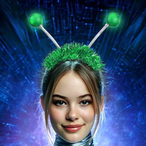 DRESBE Light Up Alien Headband LED Space Headbands Glow Antenna Hair Accessories for Women