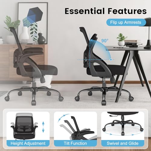 AnyGod Big and Tall Office Chair, Ergonomic Desk Chair Mesh Mid Back with Comfy Lumbar Support Swivel Task Executive Chair...