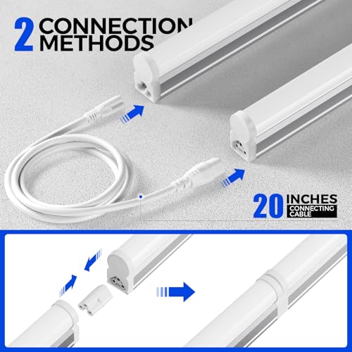 Barrina T5 LED Shop Lights, 4FT, 2200lm, 6500K (Super Bright White), 20W, Utility Garage Lighting, Ceiling and Under Cabin...
