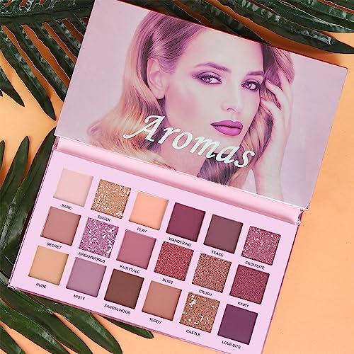 UCANBE Professional 18 Colors Aromas Nude Eyeshadow Palette Long Lasting Multi Reflective Shimmer Matte Glitter Pressed Pe...