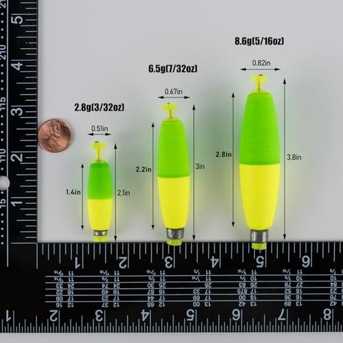 Alwonder 10-Pack Fishing Bobbers Floats, Weighted Bobbers for Fishing Cigar EVA Foam Snap-on Floats Corks Floaters Buoys f...