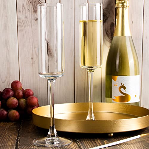 HAKEEMI Champagne Flutes Set of 12, 6 oz Champagne Glasses, Modern Sparkling Wine Glasses