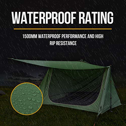 OneTigris Backwoods Bungalow Bushcraft Shelter 2.0, Ultralight Backpacking Tent with with Porch for Camping Hiking Backpac...