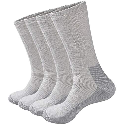 GKX Men's Merino Wool Moisture Wicking Outdoor Hiking Trekking Work Cushion Crew Socks 9-11,10-13