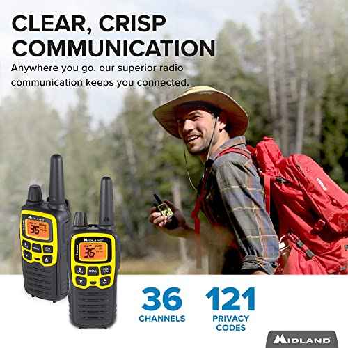 Midland¢ç - T61VP3 X-TALKER - Two-Way Radio - 36 Channel FRS- Long Range Walkie Talkie, 121 Privacy Codes, & NOAA Weather Scan & Alert Black/Yellow, 2-Pack