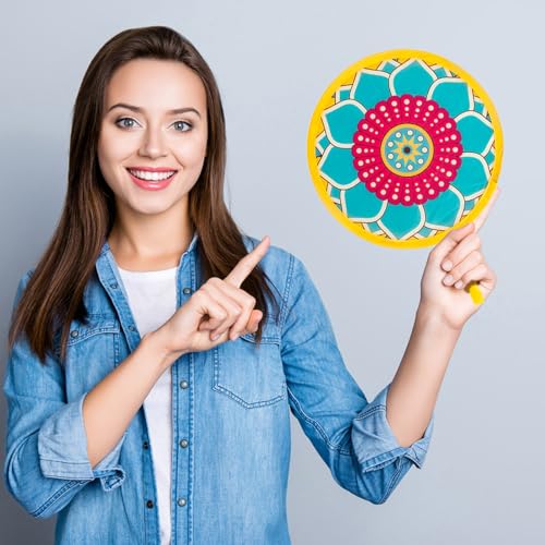 JYSILIYH 12pcs Mandala Round Foldable Hand Fan Japanese Foldable Fan Style Handheld Compact Cooling Fans,Round Folding Fan...