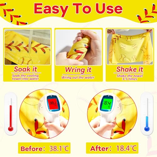 30Pcs Softball Cooling Towels for Neck and Face 40 x 12 Inch Softball Sports Team Gifts Workout Ice Towel for Gym Sweat Mi...