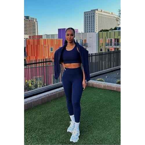 Fabletics Women's On-The-Go PowerHold High-Waisted Legging, Maximum Compression, Flattering, M/Regular | 27, Deep Navy
