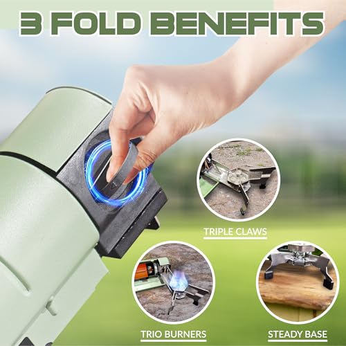 Roamix 17,700 BTU Foldable Butane Camping Stove – 5,200W Portable Gas Burner with Carrying Bag for Outdoor Cooking, Backpa...
