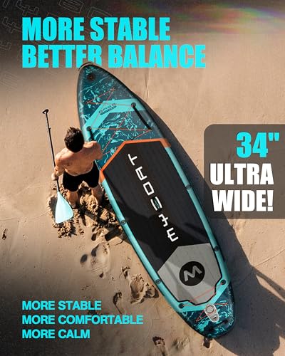 MYBOAT 11'6"×34"×6" Extra Wide Inflatable Paddle Board, Stand Up Paddle Board for Fishing, Sup Board with 3 Removable Fin...
